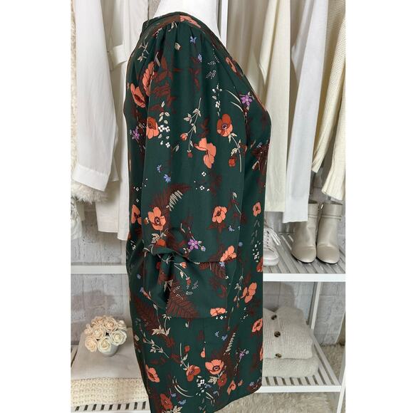 Skies Are Blue Women's Size L Green Floral Ruffle Sleeve Shift Dress #0563 - Picture 2 of 13